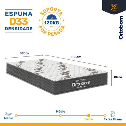 Imagem de Cama Box Baú com Colchão de Espuma D33 Ortobom Airtech 100 + Auxiliar Unique Solteiro 88cm