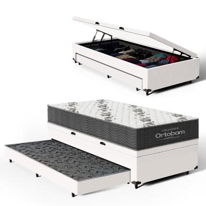 Imagem de Cama Box Baú com Colchão de Espuma D33 Ortobom Airtech 100 + Auxiliar Unique Solteiro 88cm