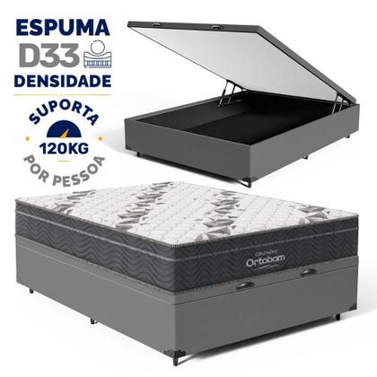 Imagem de Cama Box Baú com Colchão de Espuma D33 Ortobom Airtech 100 Casal 138 cm
