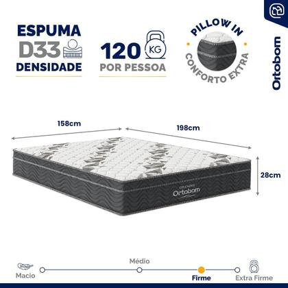Imagem de Cama Box Baú com Colchão de Espuma D33 Ortobom Airtech Ortopillow 100 Queen 158 cm