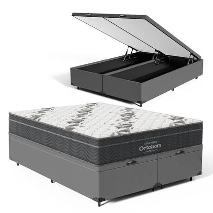 Imagem de Cama Box Baú com Colchão de Espuma D33 Ortobom Airtech Ortopillow 100 Queen 158 cm