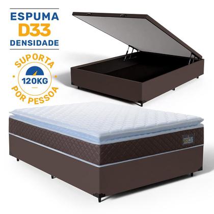 Imagem de Cama Box Baú com Colchão de Espuma D33 Pillow Top Comfort Luxo Casal 138cm