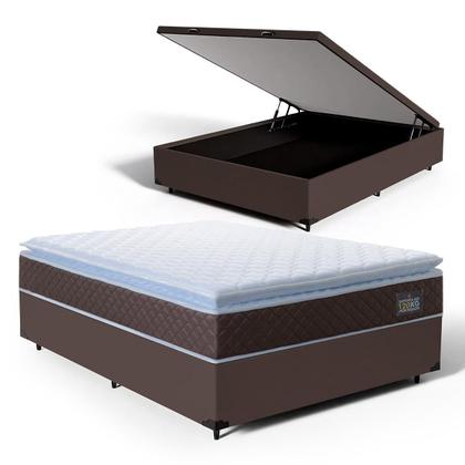 Imagem de Cama Box Baú com Colchão de Espuma D33 Pillow Top Comfort Luxo Casal 138cm