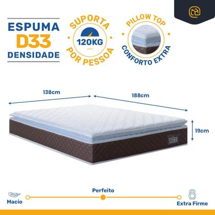 Imagem de Cama Box Baú com Colchão de Espuma D33 Pillow Top Comfort Luxo Casal 138cm