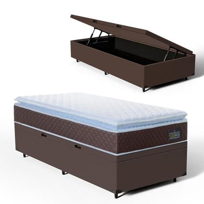 Imagem de Cama Box Baú com Colchão de Espuma D33 Pillow Top Comfort Luxo Solteiro 88cm