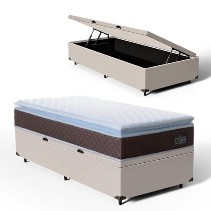 Imagem de Cama Box Baú com Colchão de Espuma D33 Pillow Top Comfort Luxo Solteiro 88cm