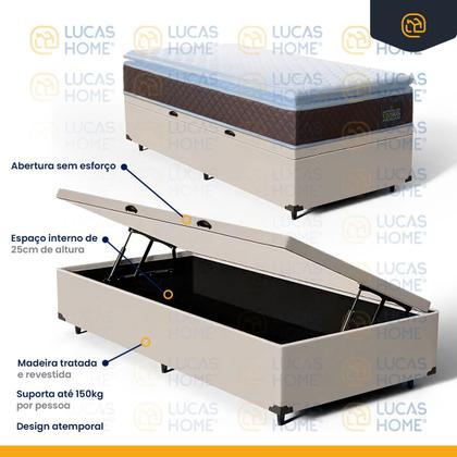 Imagem de Cama Box Baú com Colchão de Espuma D33 Pillow Top Comfort Luxo Solteiro 88cm