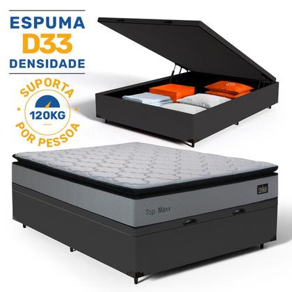 Imagem de Cama Box Baú com Colchão de Espuma D33 Pillow Top Maxx Casal 138 cm