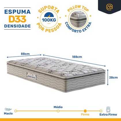 Imagem de Cama Box Baú com Colchão de Espuma D33 Probel Guarda-Costas ProEvidence Plus Solteiro 88cm