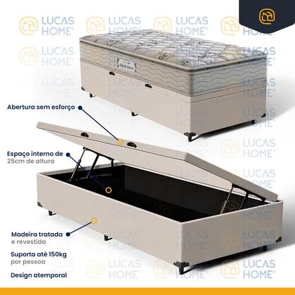 Imagem de Cama Box Baú com Colchão de Espuma D33 Probel Guarda-Costas ProEvidence Plus Solteiro 88cm