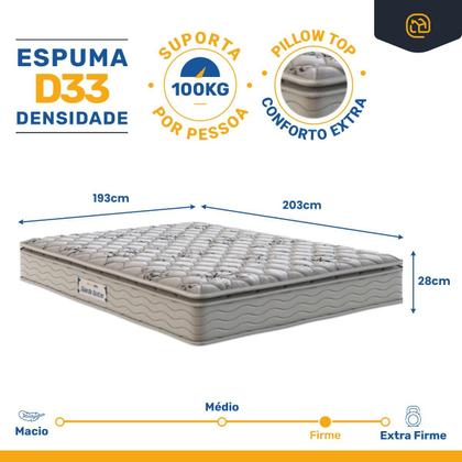 Imagem de Cama Box Baú com Colchão de Espuma D33 Probel Guarda-Costas ProEvidence Plus Super King 193cm