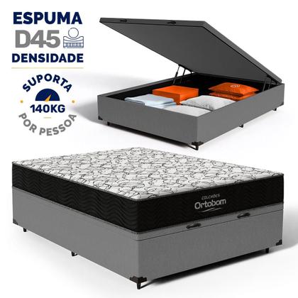 Imagem de Cama Box Baú com Colchão de Espuma D45 Ortobom Airtech 150 D45 Casal 138cm