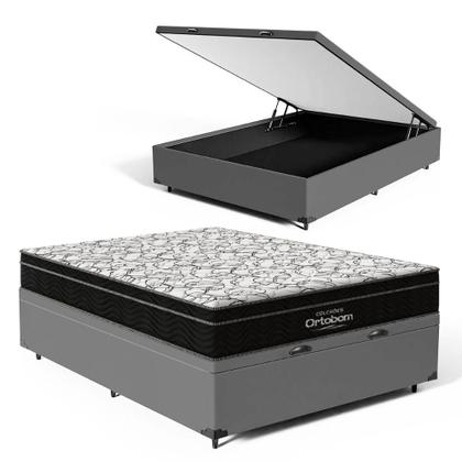 Imagem de Cama Box Baú com Colchão de Espuma D45 Ortobom Airtech Ortopillow 150 Casal 138cm