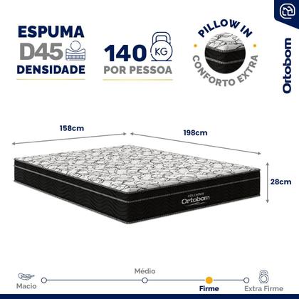 Imagem de Cama Box Baú com Colchão de Espuma D45 Ortobom Airtech Ortopillow 150 Queen 158 cm