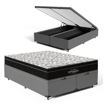 Imagem de Cama Box Baú com Colchão de Espuma D45 Ortobom Airtech Ortopillow 150 Queen 158 cm