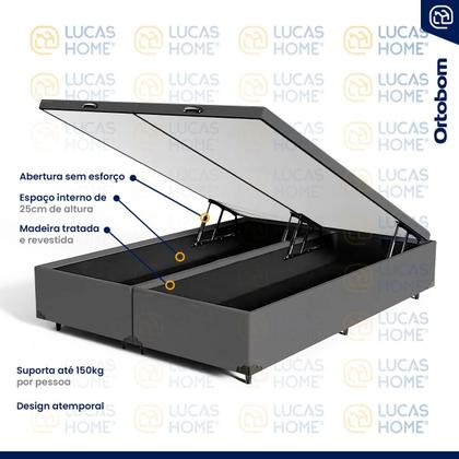 Imagem de Cama Box Baú com Colchão de Espuma D45 Ortobom Airtech Ortopillow 150 Queen 158 cm