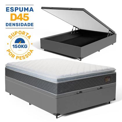 Imagem de Cama Box Baú com Colchão de Espuma D45 Pillow Top Fort Comfort Casal 138cm