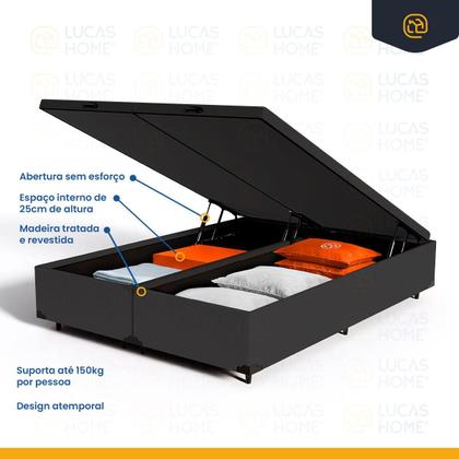 Imagem de Cama Box Baú com Colchão de Espuma D45 Pillow Top Suport Prime Queen 158 cm