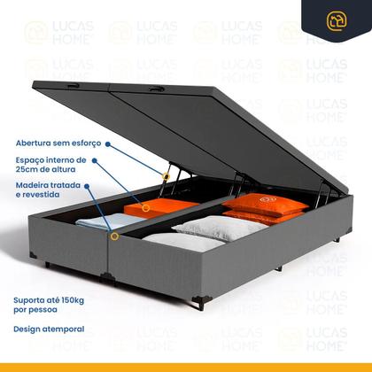 Imagem de Cama Box Baú com Colchão de Espuma D45 Pillow Top Suport Prime Queen 158 cm