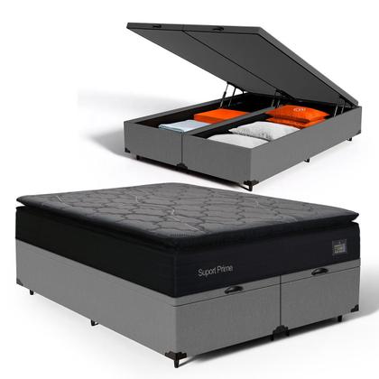Imagem de Cama Box Baú com Colchão de Espuma D45 Pillow Top Suport Prime Queen 158 cm