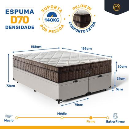Imagem de Cama Box Baú com Colchão de Espuma D70 Pillow In Ultra Dream Anjos Queen 158 cm