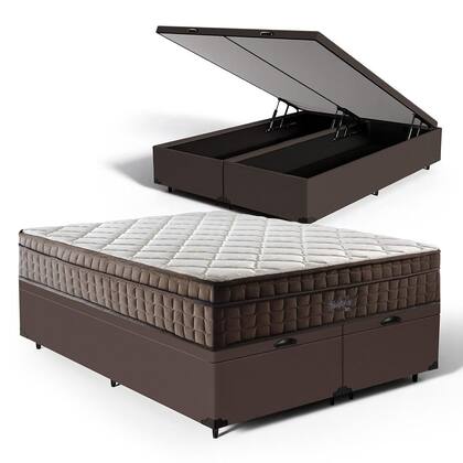 Imagem de Cama Box Baú com Colchão de Espuma D70 Pillow In Ultra Dream DAngelis Queen 158 cm