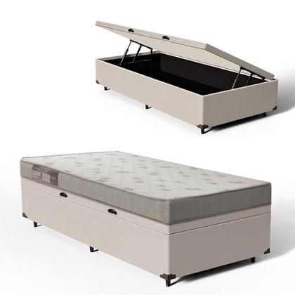 Cama Box Baú com Colchão De Espuma Ortobom Light Liso Solteiro 88cm Imagem de Cama Box Baú com Colchão De Espuma Ortobom Light Liso Solteiro 88cm