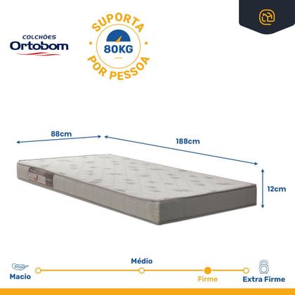Cama Box Baú com Colchão De Espuma Ortobom Light Liso Solteiro 88cm Imagem de Cama Box Baú com Colchão De Espuma Ortobom Light Liso Solteiro 88cm