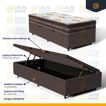Imagem de Cama Box Baú com Colchão de Molas Anjos Classic Pocket Solteiro 88cm