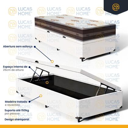 Imagem de Cama Box Baú com Colchão de Molas Anjos Classic Pocket Solteiro 88cm