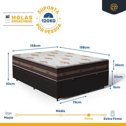 Imagem de Cama Box Baú com Colchão de Molas Anjos Classic Pocket Super King 193cm