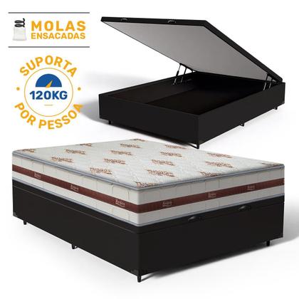 Imagem de Cama Box Baú com Colchão de Molas Ensacadas Anjos Classic Casal 138cm