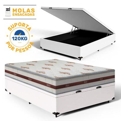 Imagem de Cama Box Baú com Colchão de Molas Ensacadas Anjos Classic Casal 138cm