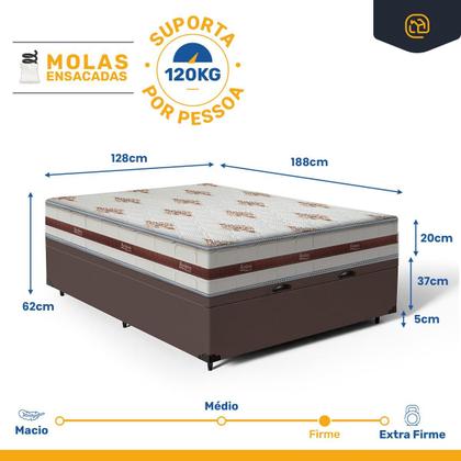 Imagem de Cama Box Baú com Colchão de Molas Ensacadas Anjos Classic Viúva 128cm