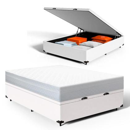 Imagem de Cama Box Baú com Colchão de Molas Ensacadas Classic Maxx White Casal 138cm