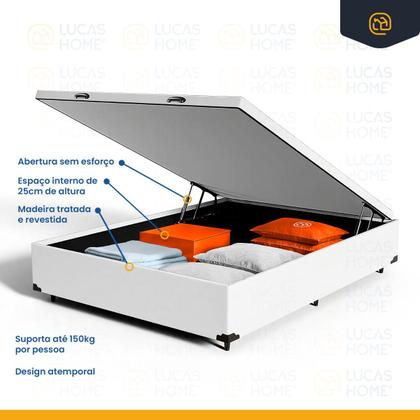 Imagem de Cama Box Baú com Colchão de Molas Ensacadas Classic Maxx White Casal 138cm