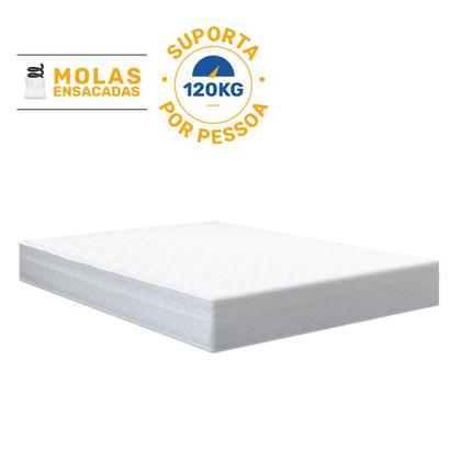 Imagem de Cama Box Baú com Colchão de Molas Ensacadas Classic Maxx White Casal 138cm