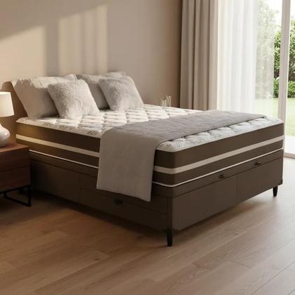 Imagem de Cama Box Baú com Colchão de Molas Ensacadas Classic Viúva 128 cm