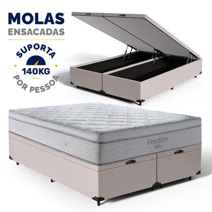 Imagem de Cama Box Baú com Colchão de Molas Ensacadas D33 Ortobom Pillow In Freedom Queen 158 cm