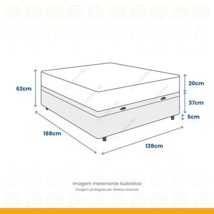 Imagem de Cama Box Baú com Colchão de Molas Ensacadas DAngelis Classic Casal 138 cm