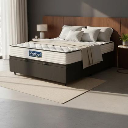 Imagem de Cama Box Baú com Colchão de Molas Ensacadas Double Face Essence Probel Casal 138cm