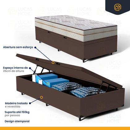 Imagem de Cama Box Baú com Colchão de Molas Ensacadas Luxury Solteiro 88cm