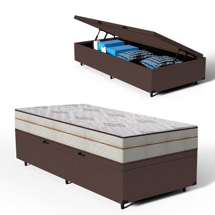 Imagem de Cama Box Baú com Colchão de Molas Ensacadas Luxury Solteiro 88cm