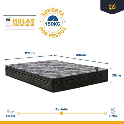 Imagem de Cama Box Baú com Colchão de Molas Ensacadas Ortobom ISO SuperPocket Viúva 128 cm