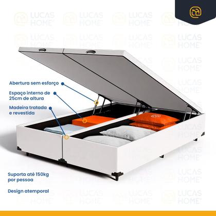 Imagem de Cama Box Baú com Colchão de Molas Ensacadas Pillow Top Neve Queen 158 cm