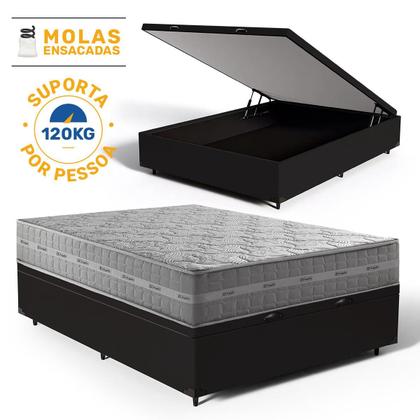 Imagem de Cama Box Baú com Colchão de Molas Ensacadas Ultra Spring Anjos Casal 138cm