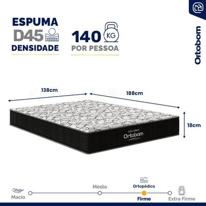 Imagem de Cama Box Baú com Colchão Espuma D45 Ortobom Airtech 150 Casal 138 cm
