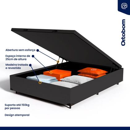 Imagem de Cama Box Baú com Colchão Espuma D45 Ortobom Airtech 150 Casal 138 cm