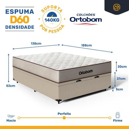 Imagem de Cama Box Baú com Colchão Espuma D60 Ortobom Force Dream Casal 138 cm
