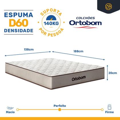 Imagem de Cama Box Baú com Colchão Espuma D60 Ortobom Force Dream Casal 138 cm